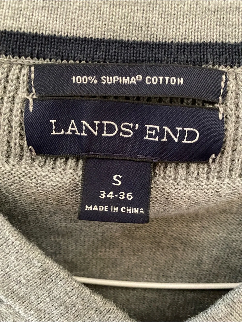 Lands' End Men's V-Neck Sweater in Heather Gray